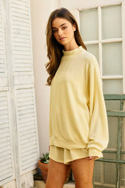 Yellow Mock Neck Ribbed Sweatshirt