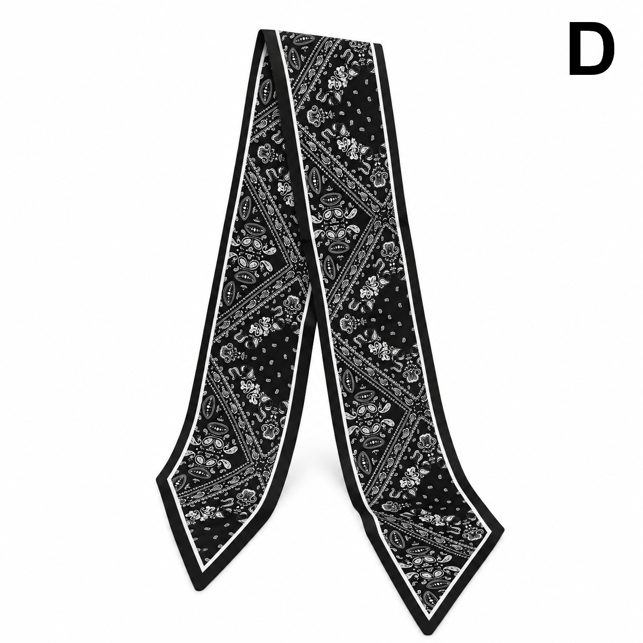 Black Paisley Skinny Twilly Scarf