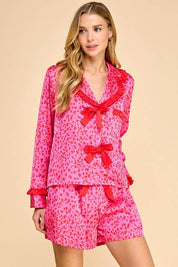 Leopard Ruffle Long Sleeve Pajama Set
