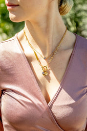 18K Gold Paperclip Charm Holder Necklace