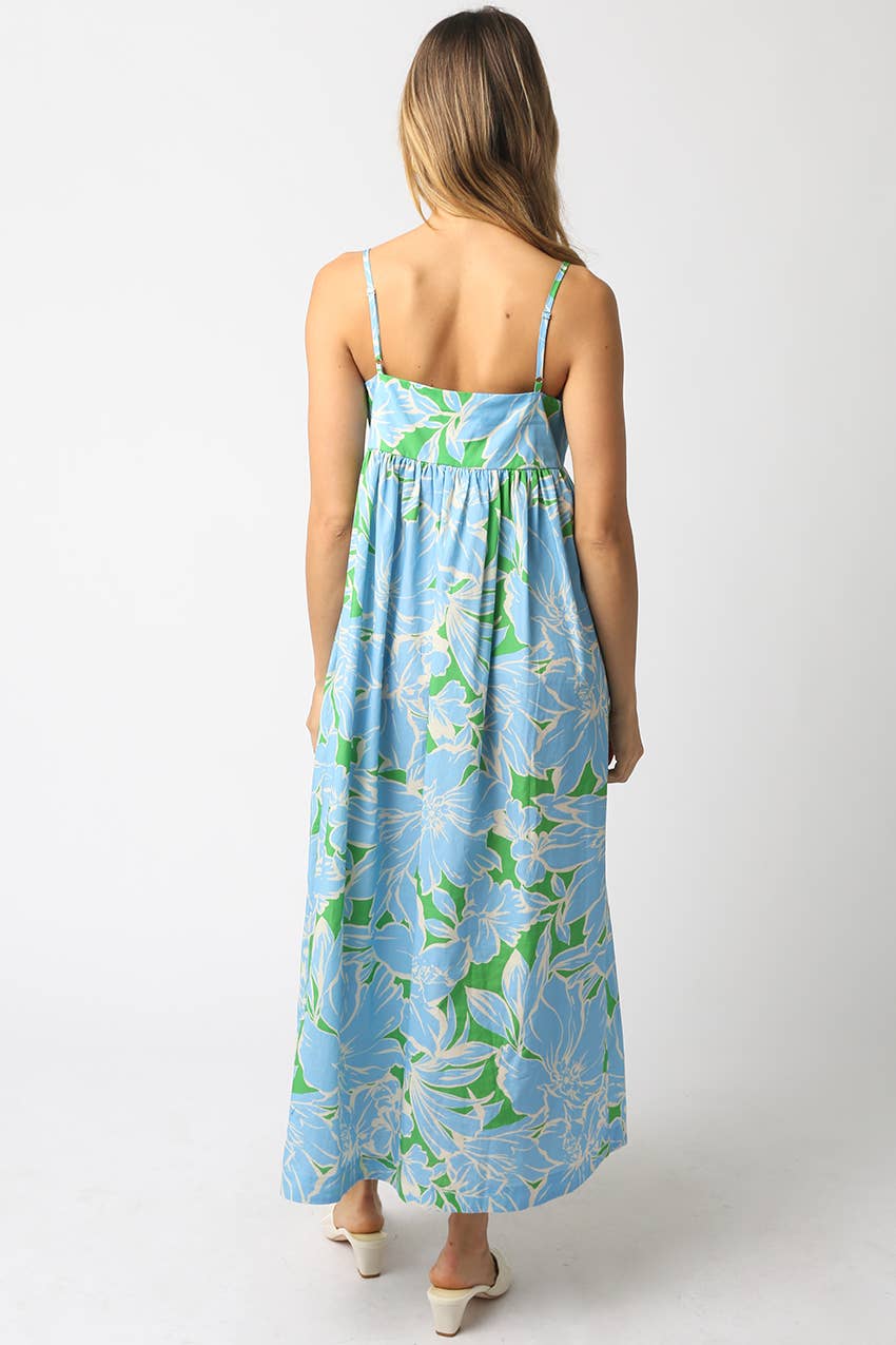 Blue & Green Floral Maxi Dress
