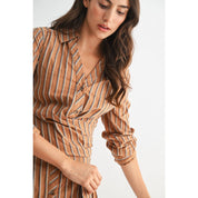 Striped Collared Shirt Dress