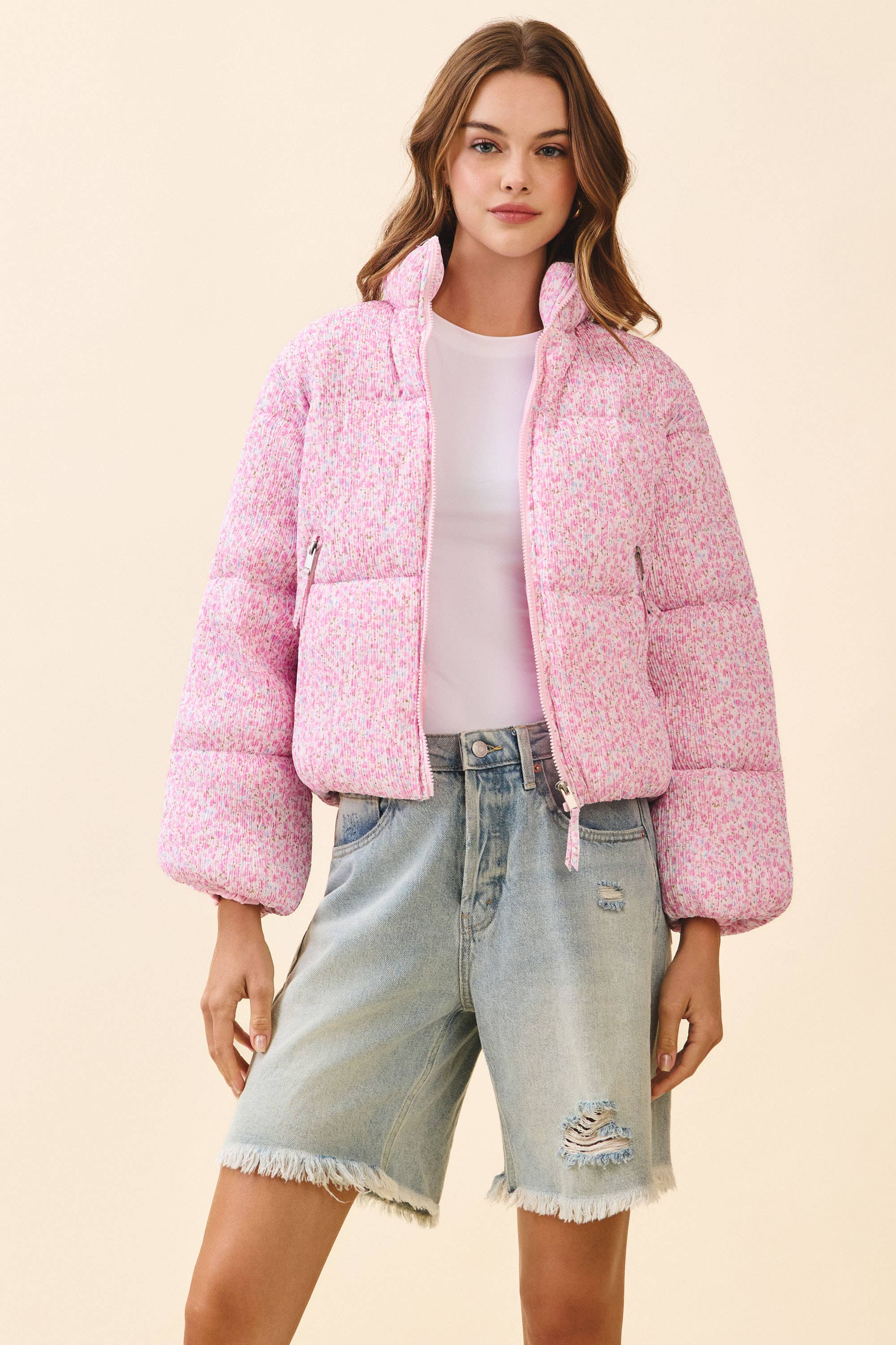 Ditsy Floral Printed Puffer Jacket