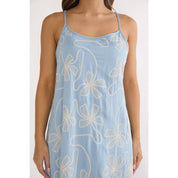 Blue Bow Embroidered Maxi Dress