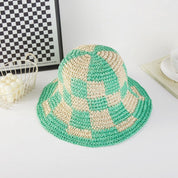 Green Woven Paper Straw Bucket Hat