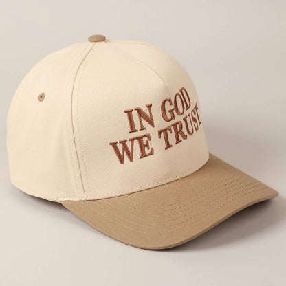 In God We Trust Embroidered Two-Tone Canvas Cap