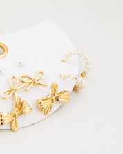 Bow Variety and Pearl Earring Set of 5