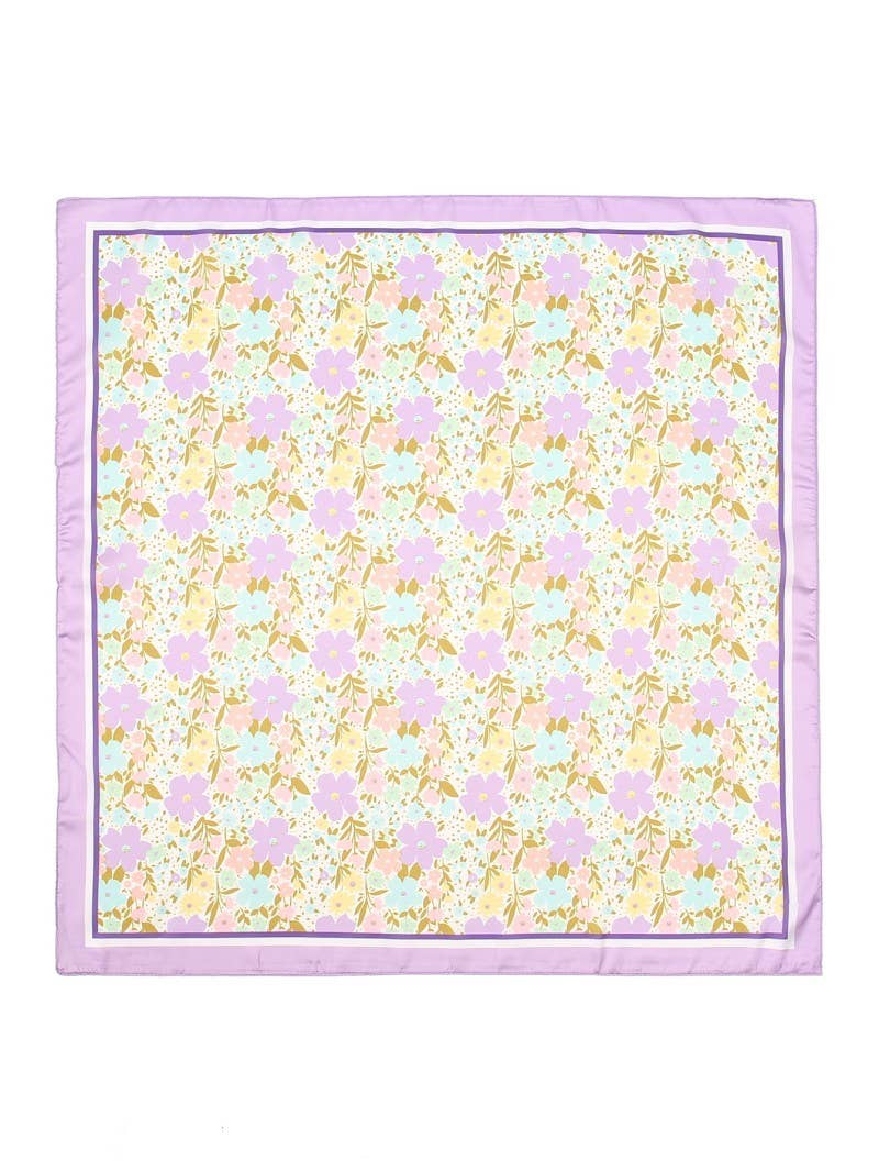 Delicate Floral Silk Finish Bandana Scarf