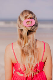 Flat Round Hair Clip | Medium | Paradise Pink showing lightweight, durable, and nearly unbreakable