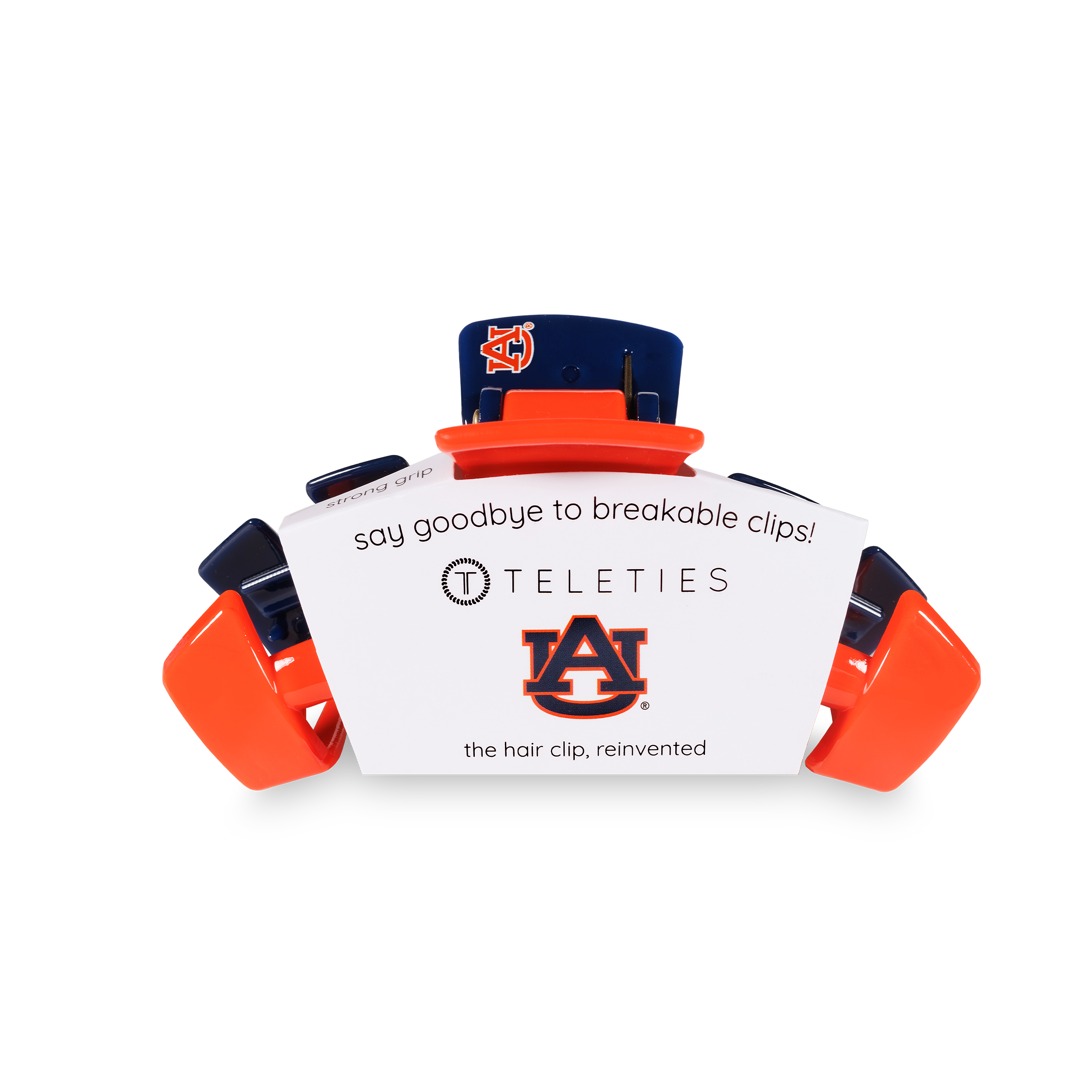 Classic Hair Clip | Medium | Auburn University showing claw clip with bendable teeth that spring back to shape