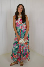 Green Tropical Maxi Dress