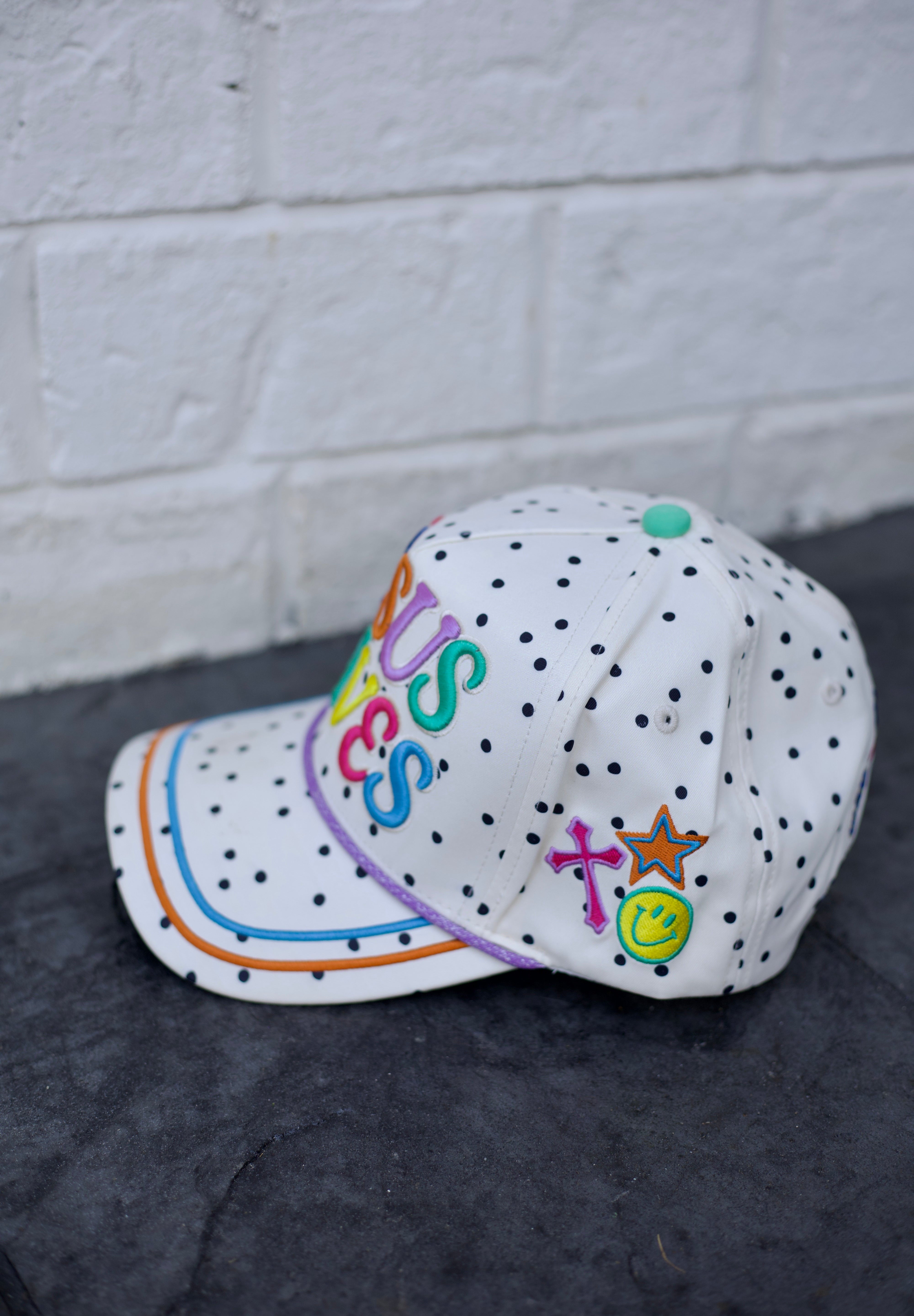 White Jesus Saves Polka Dot Trucker Hat