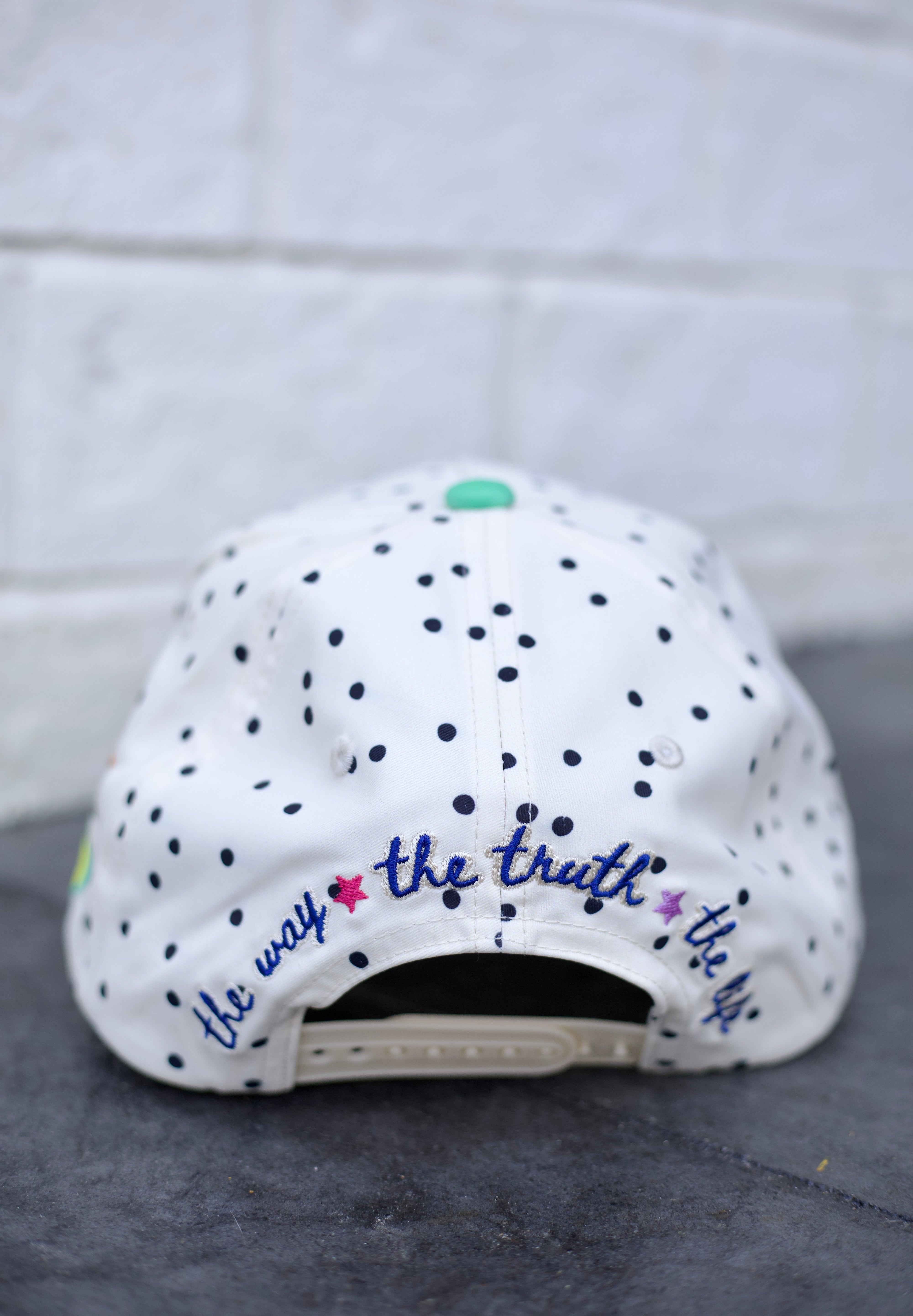 White Jesus Saves Polka Dot Trucker Hat