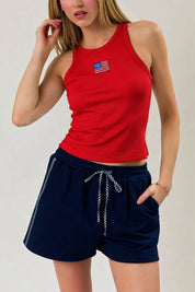 Red USA Ribbed Tank Top