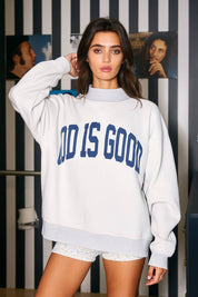 Gray Jesus & God Is Good Reversible Mockneck