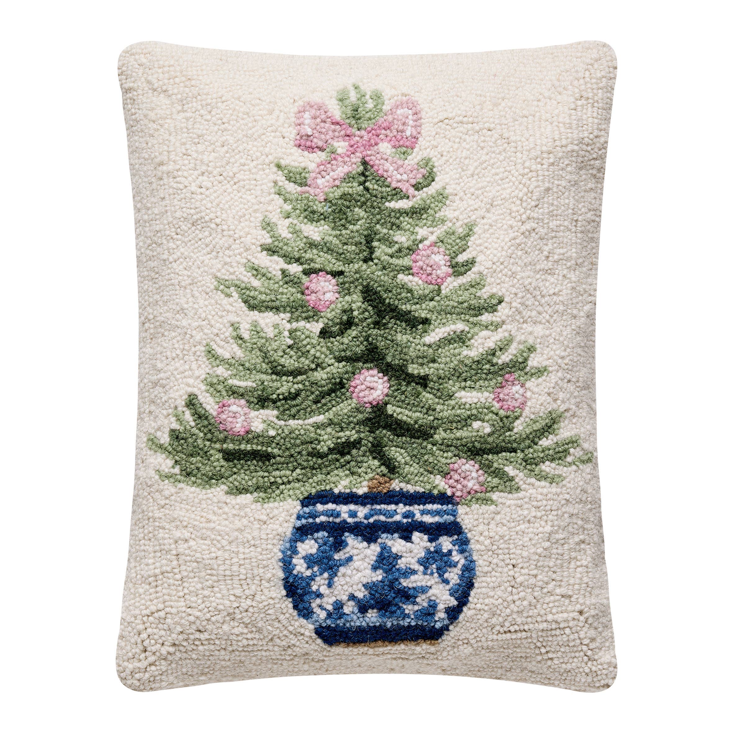 Cream Potted Tree Hook Pillow