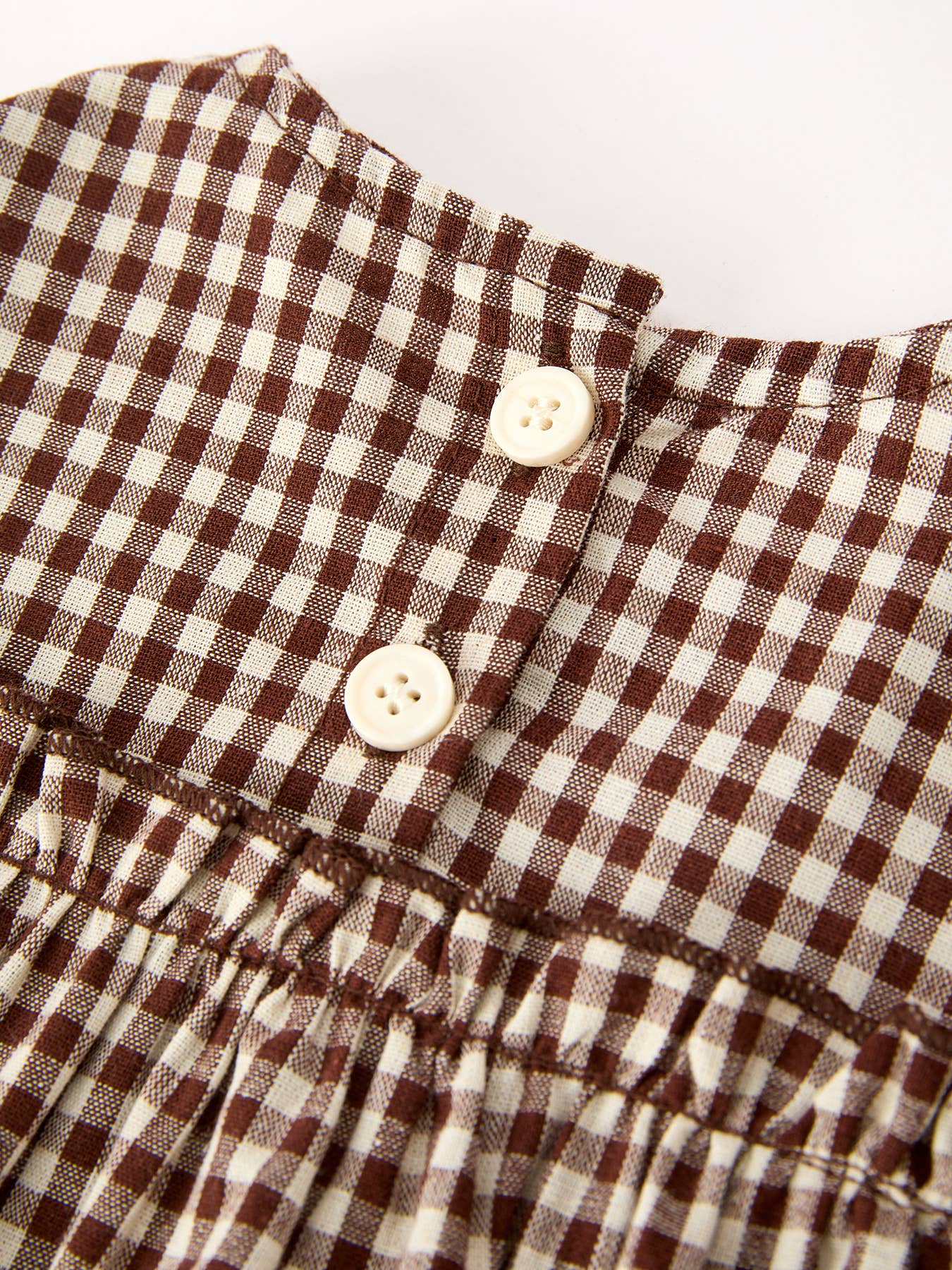 Gingham Baby Romper with Long Sleeve Puff Design — view 9