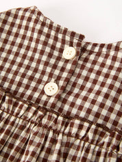 Gingham Baby Romper with Long Sleeve Puff Design — view 9