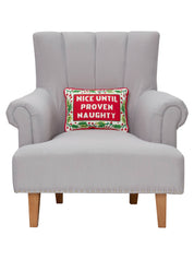 Until Proven Naughty Embroidered Pillow