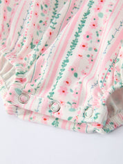 Pink Spring Floral Smocked Baby Girl Romper