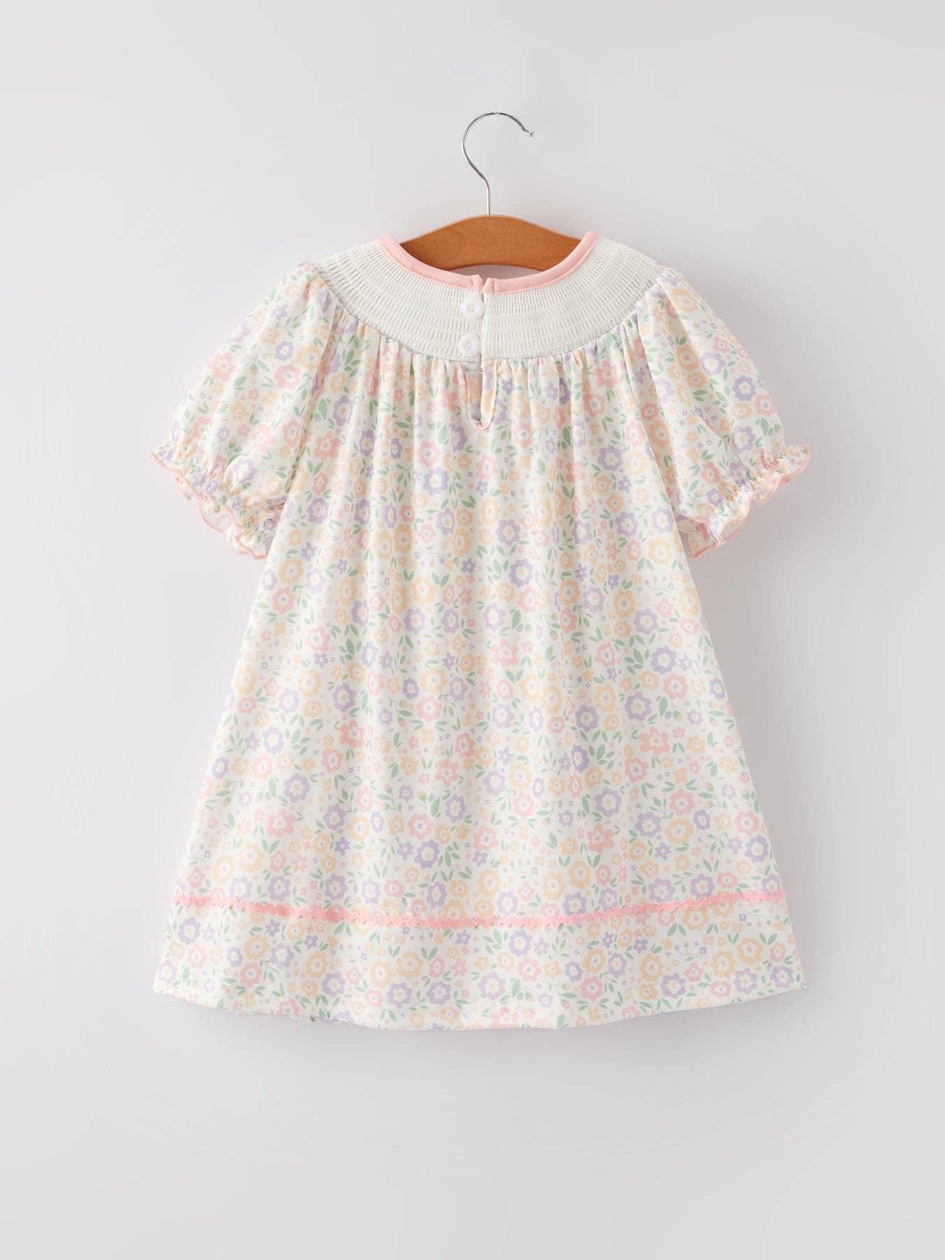 Girls Easter Cross Smocking Embroidery Colorful