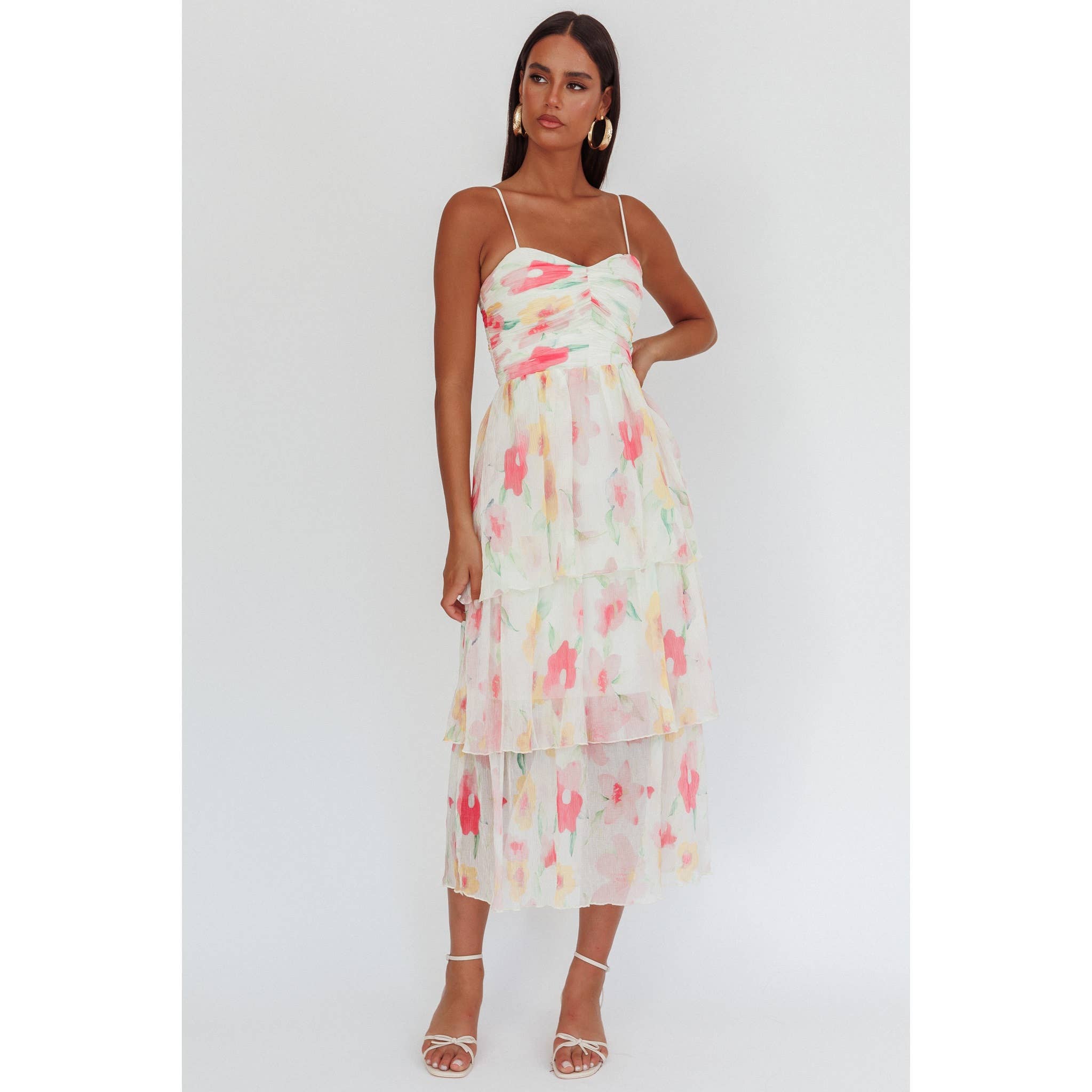 Multicolor Floral Tiered Maxi Dress