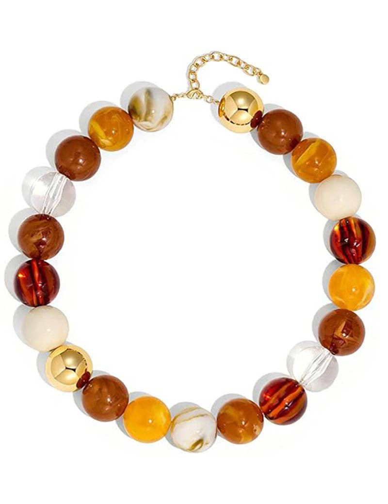 Brown Beaded Statement Necklace