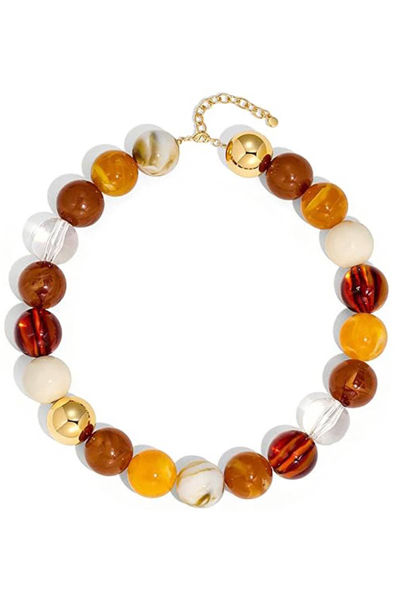 Brown Beaded Statement Necklace