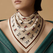 Equestrian Horse Print Satin Scarf