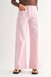 Pink Micro Patch Pocket Wide Leg