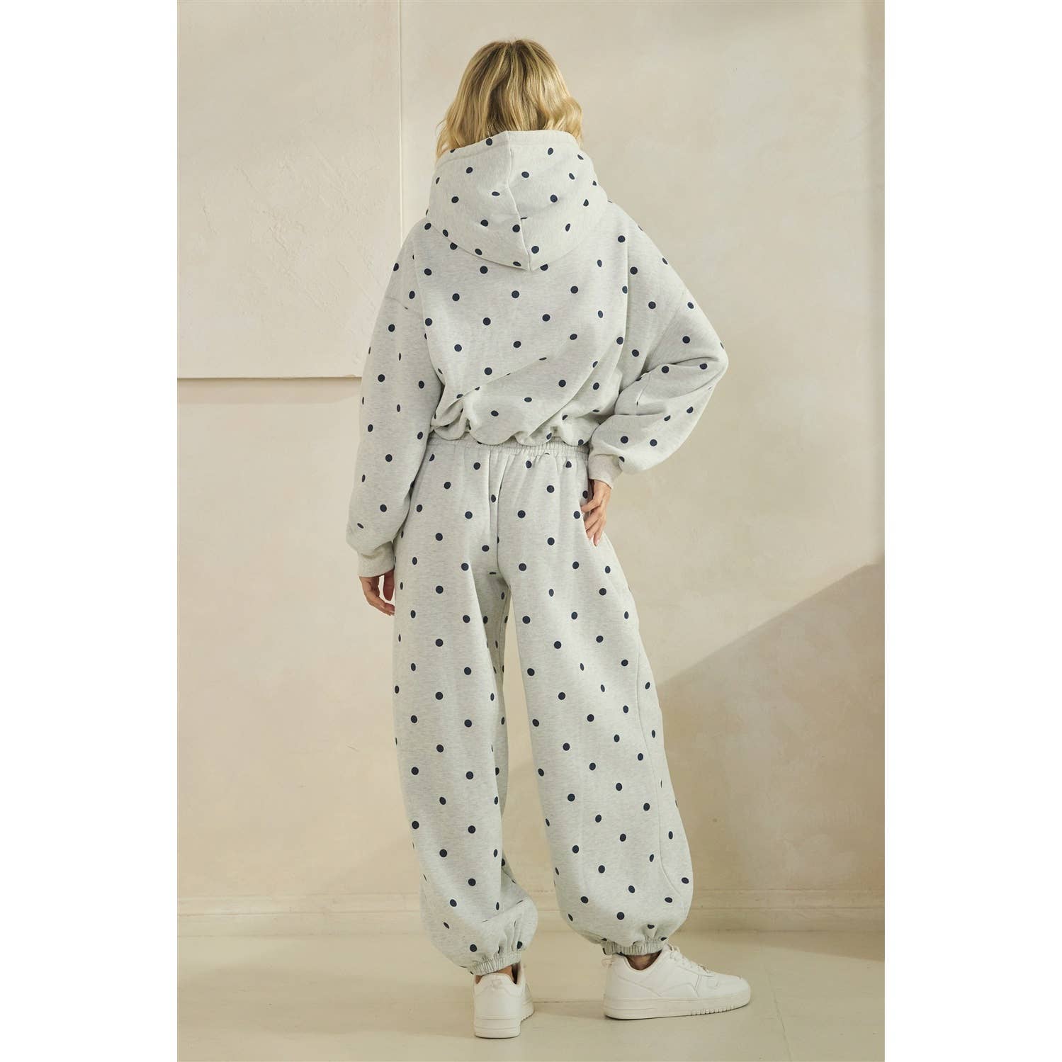 Printed Bubble Hem Knit Hoodie