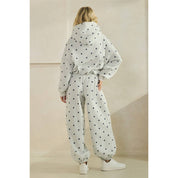 Printed Bubble Hem Knit Hoodie