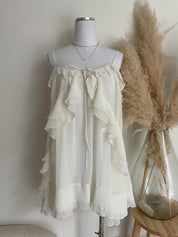 Cream Ruffled Mini Dress