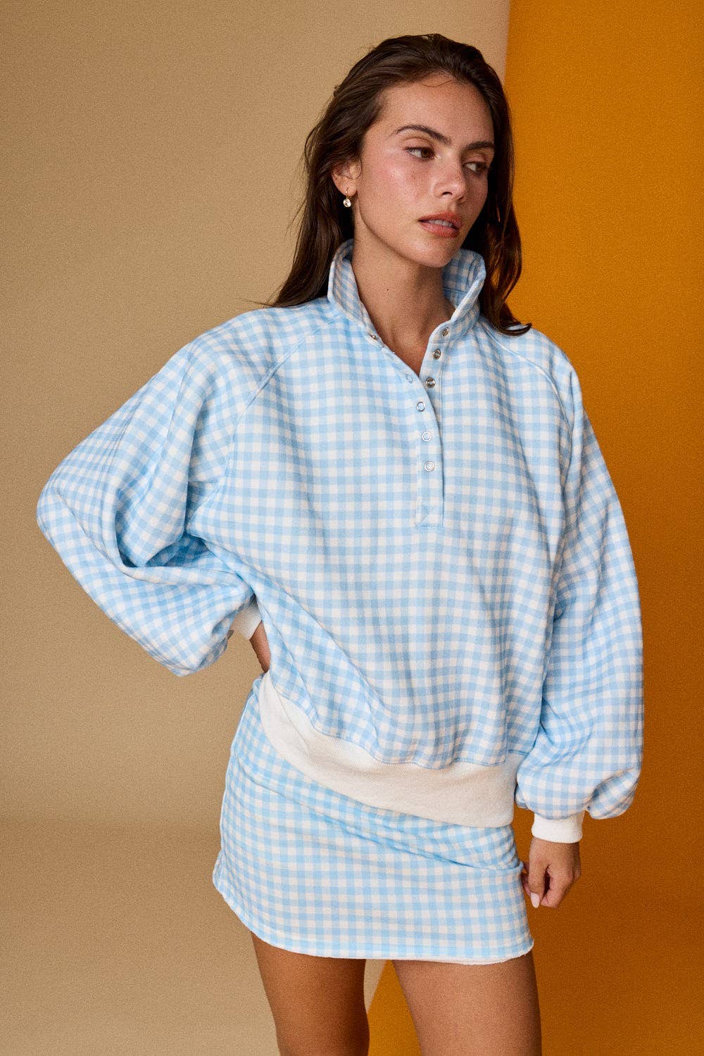 Blue Checkered Snap Button-up