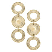 Gold Sienna Triple Disc Earring — 2" length x 0.75" width