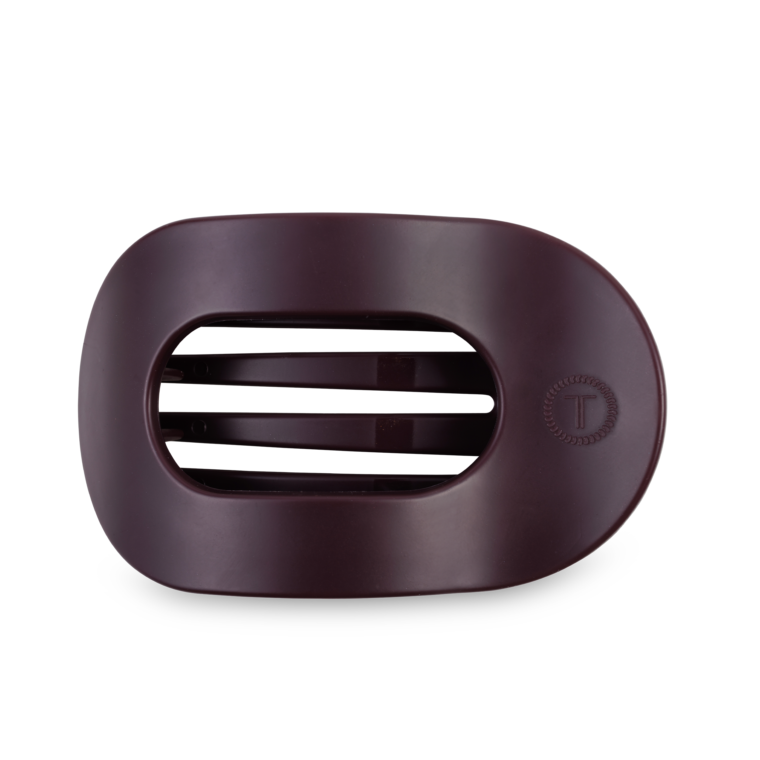 Flat Round Hair Clip | Large | Burgundy Bliss — rounded oval shape and bendable teeth for a secure yet gentle hold