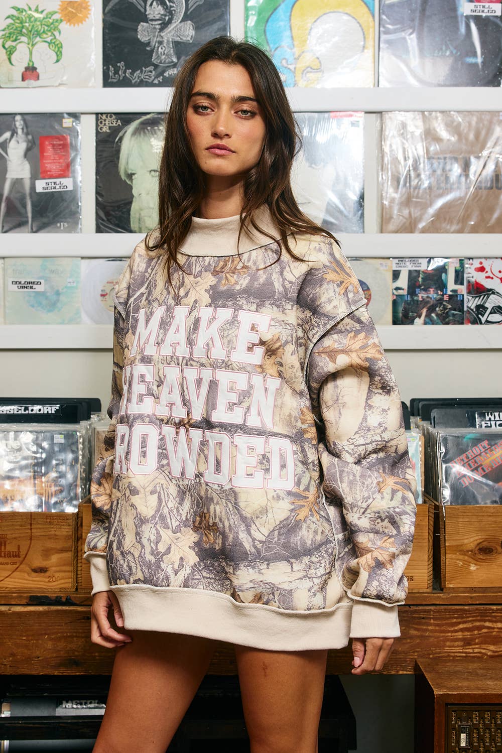 Camo Make Heaven Crowded Mockneck — mockneck and ribbed collar