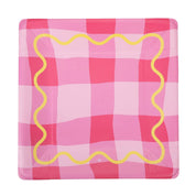 Colorwave Gingham Dinner Plates (10 ct) showing 10” square shape with rounded edges