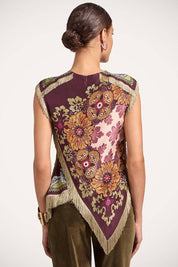 Maroon Fringe Hem Sleeveless Top
