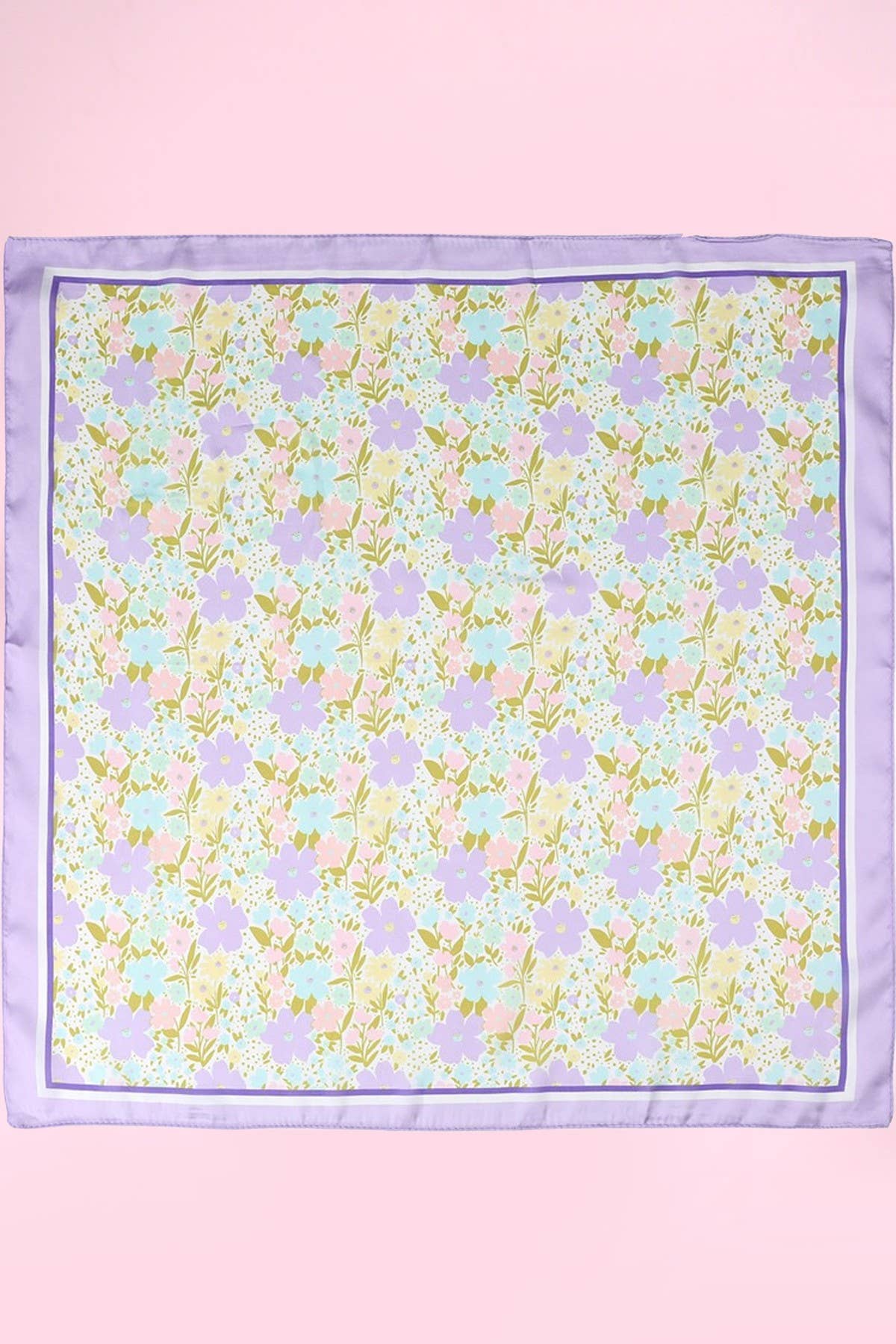 Delicate Floral Silk Finish Bandana Scarf