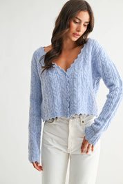 Blue Scallop Knit Cardigan