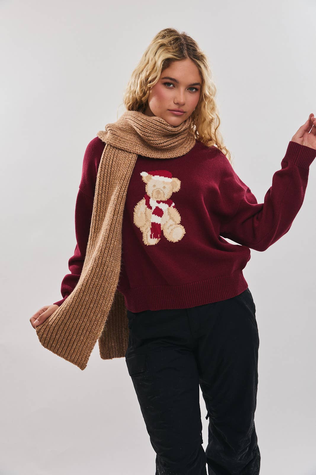 Burgundy Santa Teddy Bear Sweater