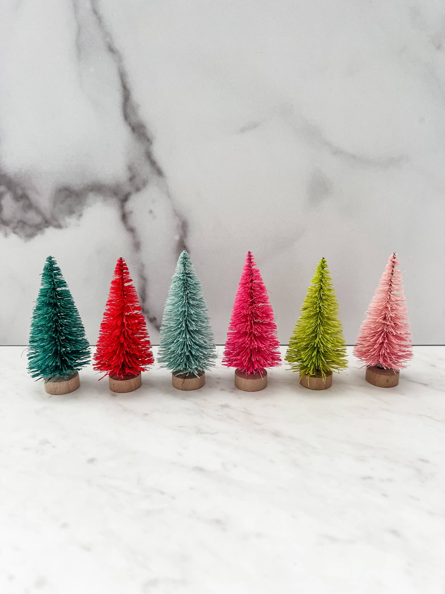 Colorful Bottle Brush Trees - Set of 6