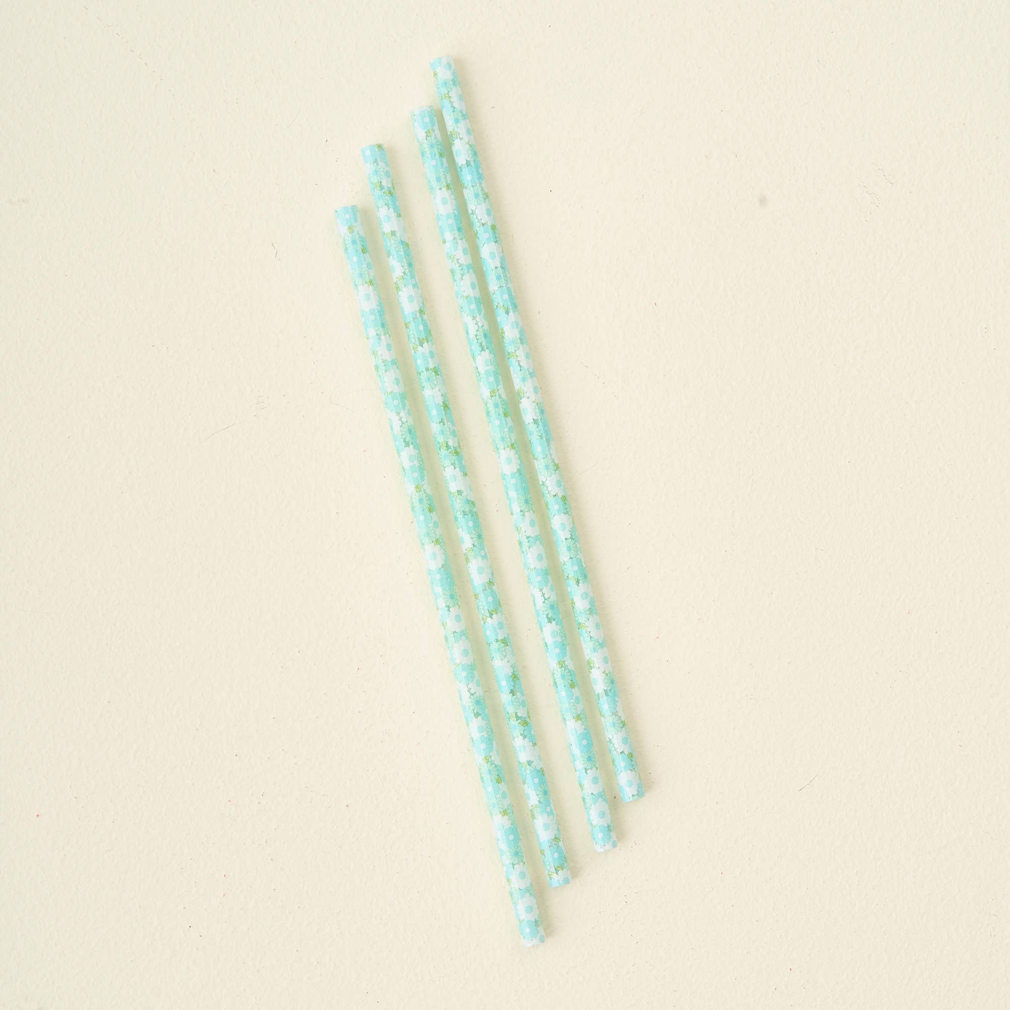 Aqua Floral Tumbler Straw Set