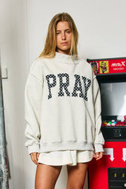 Gray Pray Polka-Dot Mockneck