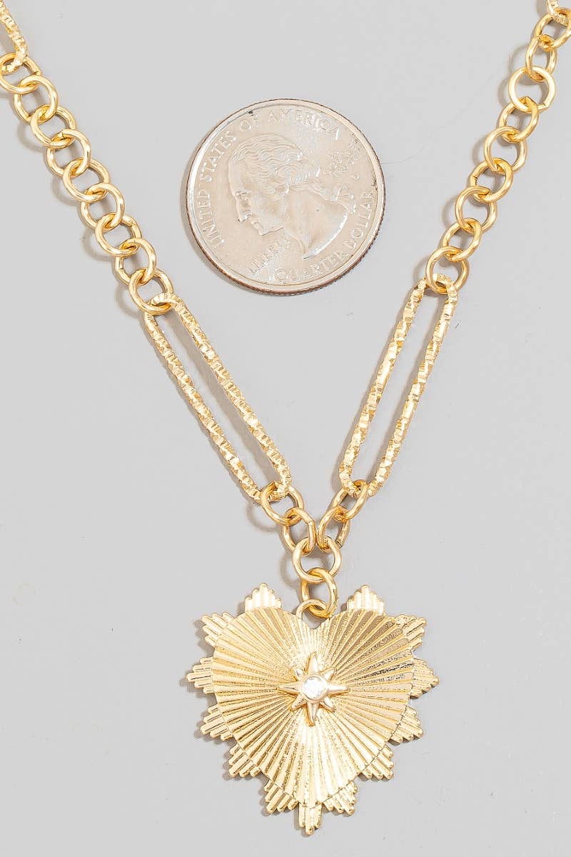 Intricate Bursting Heart Pendant Necklace