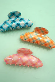 Large Checker Hair Claw Clips