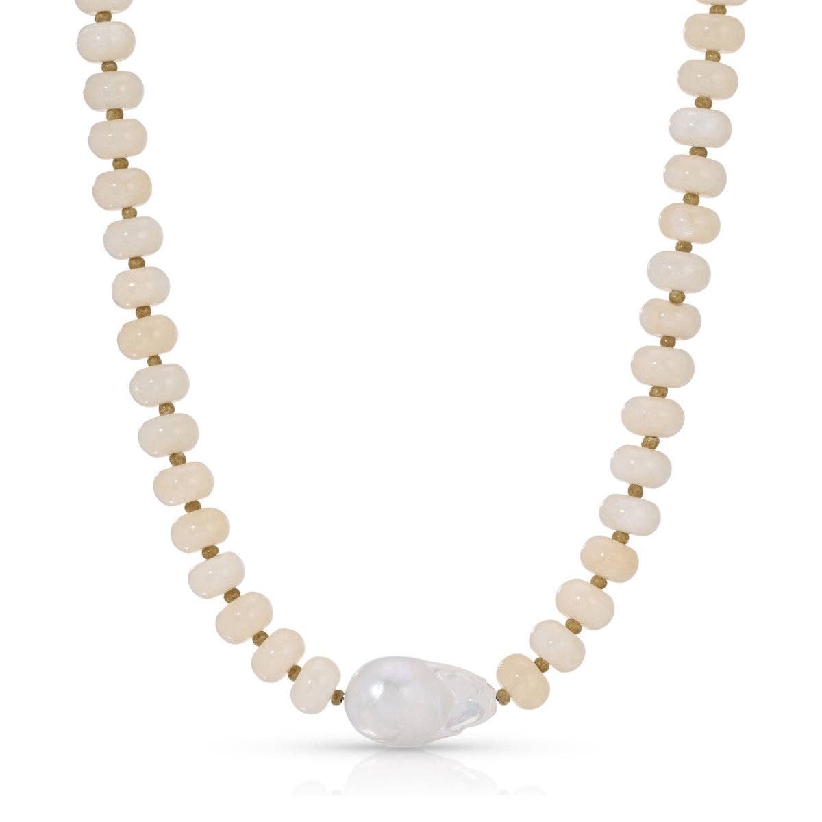 Colored Stone Necklace with Baroque Pearl
