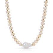 Colored Stone Necklace with Baroque Pearl