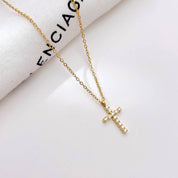 Sparkling Cross 18K Stainless Steel Necklace